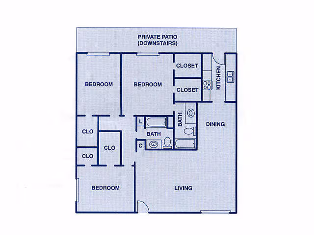 3 Beds • 2 Bath floor plan